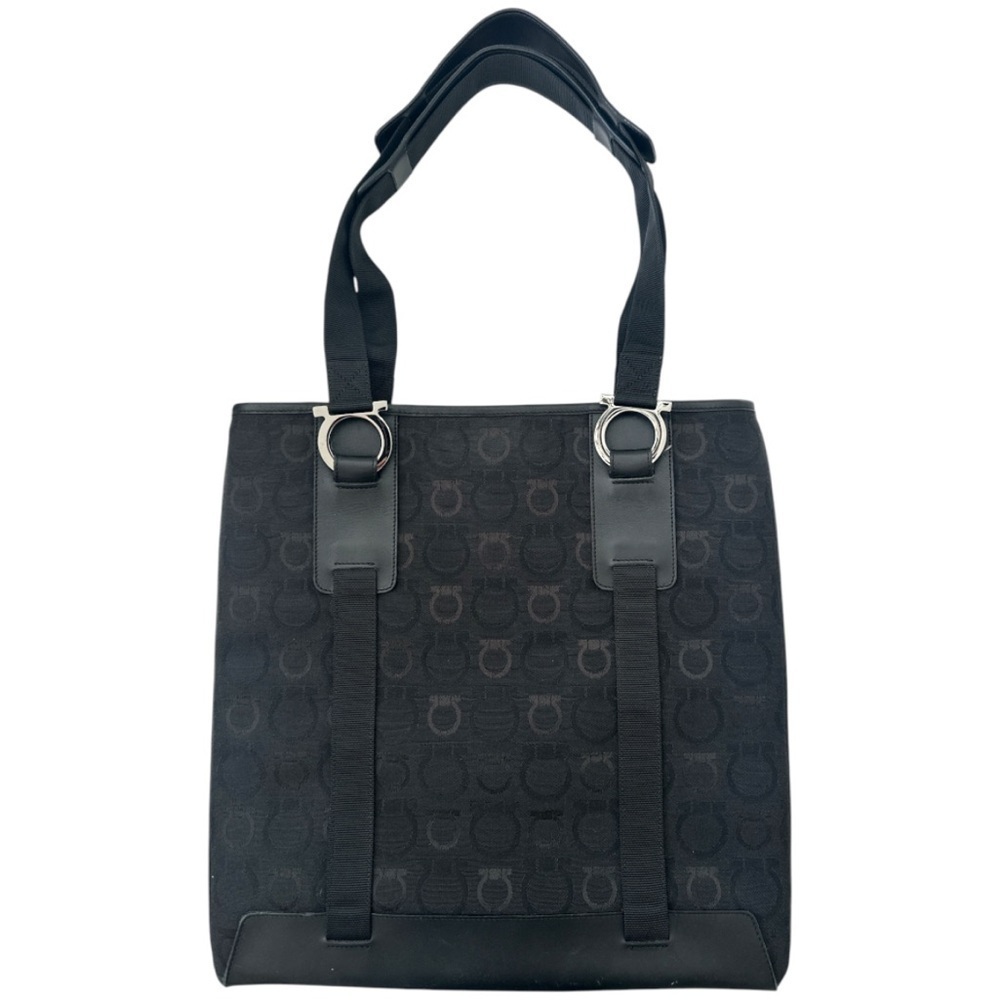 Salvatore Ferragamo Black Gancini Logo Tote Handbag